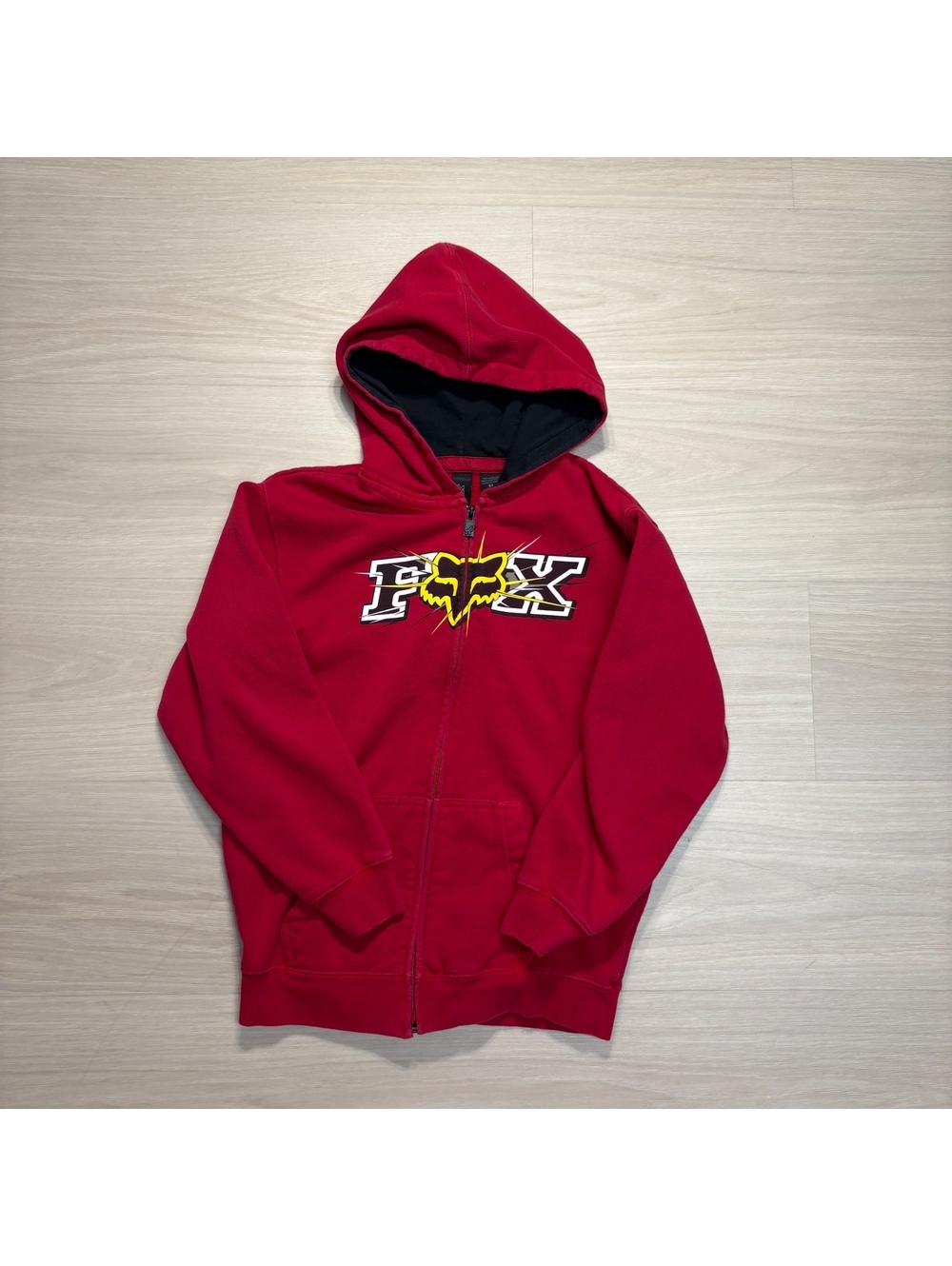 Vintage Y2k Motocross Racing Red Zip Up Hoodie Youth XL Fits Adult XS/Small